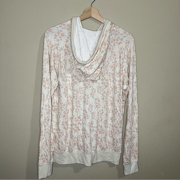 Nollie size XL tan & pink floral light weight zip up jacket with hood - Picture 2 of 6